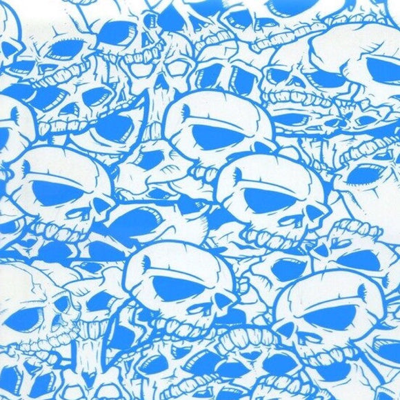 Blue Outlined Skulls